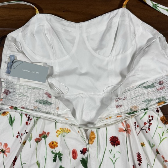 Antonio Melani Style By Simkins Size 14 White Floral Maybry Belt Maxi Dress - Picture 11 of 13